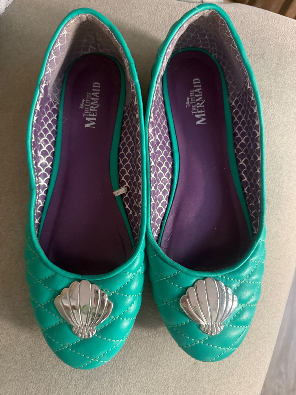 Disney The Little Mermaid Teal Ballet Flats - Shell Accent